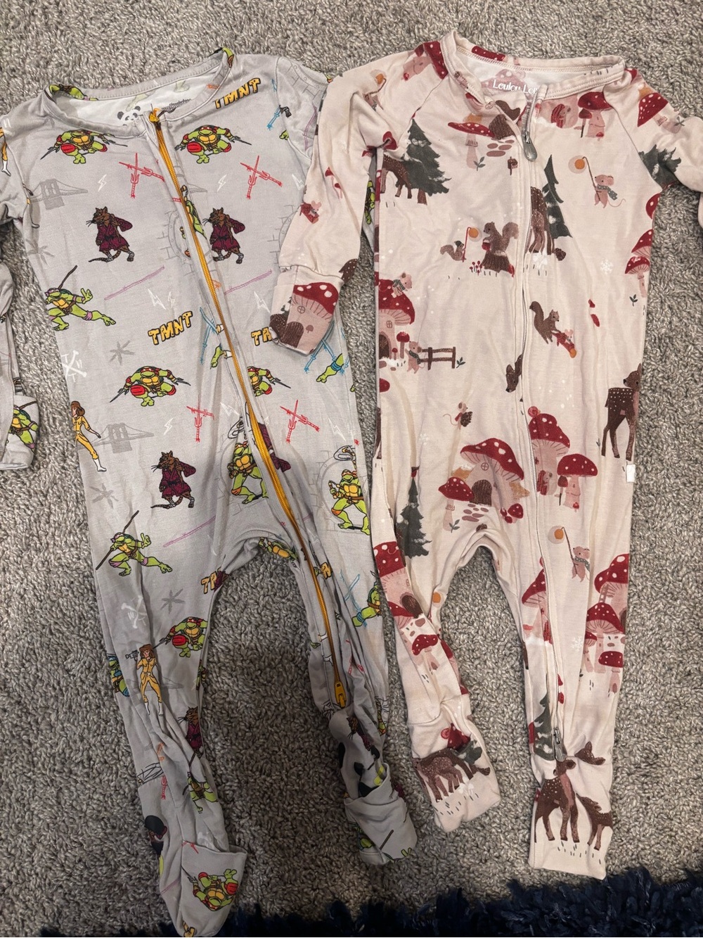 Bundle of 2 pjs- Gray Ninja Turtles Bellabu Bear & Forest Print Loulou lollipop